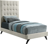 Elly Contemporary Velvet Bed with Deep Button Tufting and Espresso Wood Legs for Stylish Comfort