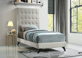 Elly Contemporary Velvet Bed with Deep Button Tufting and Espresso Wood Legs for Stylish Comfort