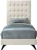 Elly Contemporary Velvet Bed with Deep Button Tufting and Espresso Wood Legs for Stylish Comfort