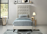 Elly Contemporary Velvet Bed with Deep Button Tufting and Espresso Wood Legs for Stylish Comfort