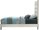 Elly Contemporary Velvet Bed with Deep Button Tufting and Espresso Wood Legs for Stylish Comfort