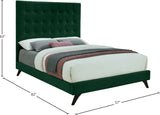 Elly Contemporary Velvet Bed with Deep Button Tufting and Espresso Wood Legs for Stylish Comfort