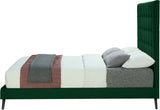 Elly Contemporary Velvet Bed with Deep Button Tufting and Espresso Wood Legs for Stylish Comfort