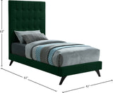 Elly Contemporary Velvet Bed with Deep Button Tufting and Espresso Wood Legs for Stylish Comfort