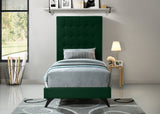 Elly Contemporary Velvet Bed with Deep Button Tufting and Espresso Wood Legs for Stylish Comfort