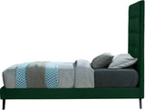 Elly Contemporary Velvet Bed with Deep Button Tufting and Espresso Wood Legs for Stylish Comfort