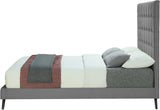 Elly Contemporary Velvet Bed with Deep Button Tufting and Espresso Wood Legs for Stylish Comfort