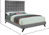 Elly Contemporary Velvet Bed with Deep Button Tufting and Espresso Wood Legs for Stylish Comfort