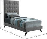 Elly Contemporary Velvet Bed with Deep Button Tufting and Espresso Wood Legs for Stylish Comfort