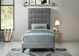 Elly Contemporary Velvet Bed with Deep Button Tufting and Espresso Wood Legs for Stylish Comfort