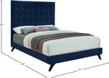 Elly Contemporary Velvet Bed with Deep Button Tufting and Espresso Wood Legs for Stylish Comfort