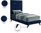Elly Contemporary Velvet Bed with Deep Button Tufting and Espresso Wood Legs for Stylish Comfort