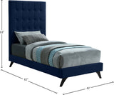 Elly Contemporary Velvet Bed with Deep Button Tufting and Espresso Wood Legs for Stylish Comfort