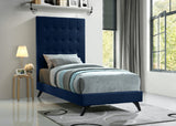 Elly Contemporary Velvet Bed with Deep Button Tufting and Espresso Wood Legs for Stylish Comfort