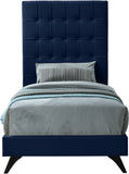 Elly Contemporary Velvet Bed with Deep Button Tufting and Espresso Wood Legs for Stylish Comfort