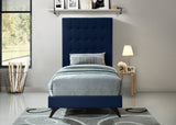 Elly Contemporary Velvet Bed with Deep Button Tufting and Espresso Wood Legs for Stylish Comfort