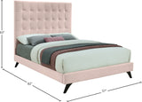Elly Contemporary Velvet Bed with Deep Button Tufting and Espresso Wood Legs for Stylish Comfort