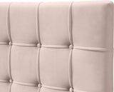 Elly Contemporary Velvet Bed with Deep Button Tufting and Espresso Wood Legs for Stylish Comfort