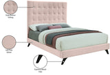 Elly Contemporary Velvet Bed with Deep Button Tufting and Espresso Wood Legs for Stylish Comfort