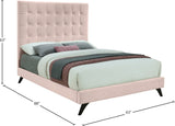 Elly Contemporary Velvet Bed with Deep Button Tufting and Espresso Wood Legs for Stylish Comfort