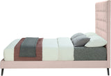 Elly Contemporary Velvet Bed with Deep Button Tufting and Espresso Wood Legs for Stylish Comfort