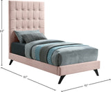 Elly Contemporary Velvet Bed with Deep Button Tufting and Espresso Wood Legs for Stylish Comfort