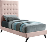 Elly Contemporary Velvet Bed with Deep Button Tufting and Espresso Wood Legs for Stylish Comfort