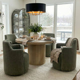 Yisa Modern Swivel Linen Upholstered Dining Chair (Set of 2)