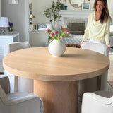 Elon 47" Solid Oak Round Pedestal Dining Table