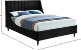 Eva Velvet Contemporary Bed with Wingback Headboard, Deep Tufting & Stylish Black Wood Legs