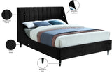 Eva Velvet Contemporary Bed with Wingback Headboard, Deep Tufting & Stylish Black Wood Legs