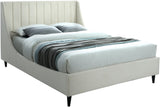 Eva Velvet Contemporary Bed with Wingback Headboard, Deep Tufting & Stylish Black Wood Legs