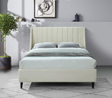 Eva Velvet Contemporary Bed with Wingback Headboard, Deep Tufting & Stylish Black Wood Legs