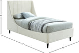 Eva Velvet Contemporary Bed with Wingback Headboard, Deep Tufting & Stylish Black Wood Legs
