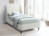 Eva Velvet Contemporary Bed with Wingback Headboard, Deep Tufting & Stylish Black Wood Legs