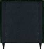 Eva Velvet Contemporary Bed with Wingback Headboard, Deep Tufting & Stylish Black Wood Legs