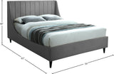 Eva Velvet Contemporary Bed with Wingback Headboard, Deep Tufting & Stylish Black Wood Legs
