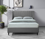 Eva Velvet Contemporary Bed with Wingback Headboard, Deep Tufting & Stylish Black Wood Legs