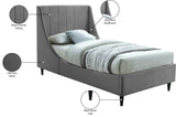 Eva Velvet Contemporary Bed with Wingback Headboard, Deep Tufting & Stylish Black Wood Legs