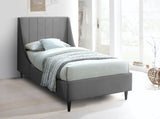 Eva Velvet Contemporary Bed with Wingback Headboard, Deep Tufting & Stylish Black Wood Legs