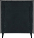 Eva Velvet Contemporary Bed with Wingback Headboard, Deep Tufting & Stylish Black Wood Legs