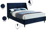 Eva Velvet Contemporary Bed with Wingback Headboard, Deep Tufting & Stylish Black Wood Legs