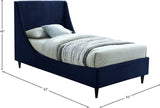 Eva Velvet Contemporary Bed with Wingback Headboard, Deep Tufting & Stylish Black Wood Legs