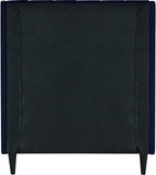 Eva Velvet Contemporary Bed with Wingback Headboard, Deep Tufting & Stylish Black Wood Legs