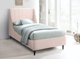 Eva Velvet Contemporary Bed with Wingback Headboard, Deep Tufting & Stylish Black Wood Legs