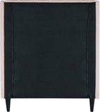 Eva Velvet Contemporary Bed with Wingback Headboard, Deep Tufting & Stylish Black Wood Legs