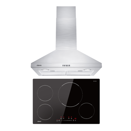 CIARRA Powerful Set: 30 Inch Wall Mount Range Hood + 30 Inch Built-In Induction Cooktop(CAS75206P+CABIH304B)