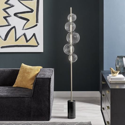 Aluminum and Glass Floor Lamp // Satin Nickel
