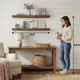 TUHOME Ecco 31.5-Inch Floating Shelves Set of Two with Hidden Brackets, Modern Wall-Mounted Shelves for Bedroom, Bathroom or Living Room Décor, Minimalist Display and Storage Solution for Books, Photos and Accessories
