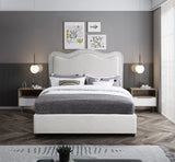 Felix Mid Century Modern Bed with Curved Headboard and Espresso Legs for Stylish Comfort and Elegance